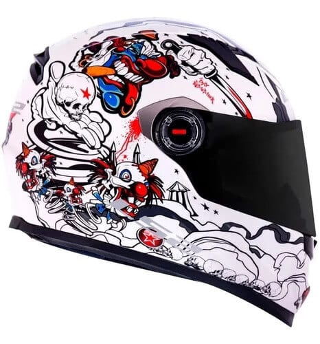CAPACETE LS2 FF358 CRAZY CLOWN - BRANCO