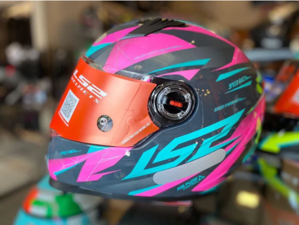 CAPACETE LS2 FF358 DRAZE ROSA/AZUL/CINZA